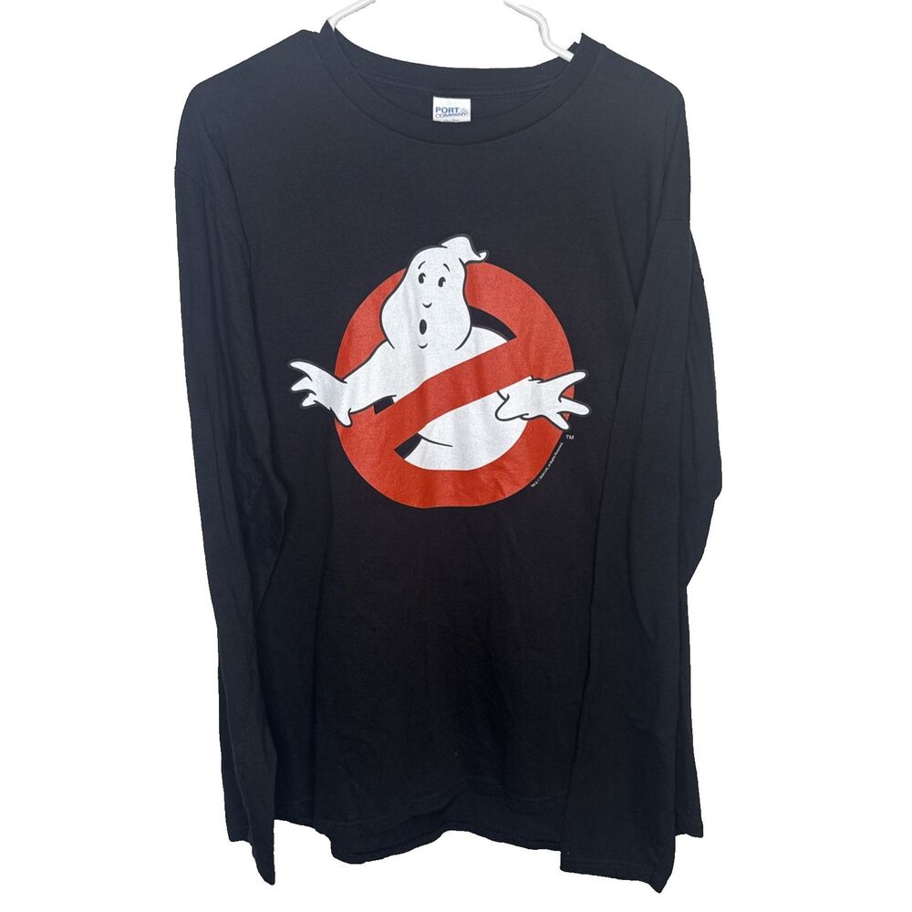 Ghostbusters Shirt Mens Size XL Black Port Company Long Sleeve Graphic T-Shirt